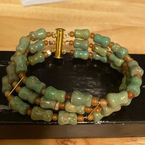 Women’s three strand natural turquoise bracelet magnetic clasp